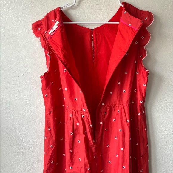Boden Lucinda Broderie Red Sleeveless Embroidered Dress - Picture 7 of 9